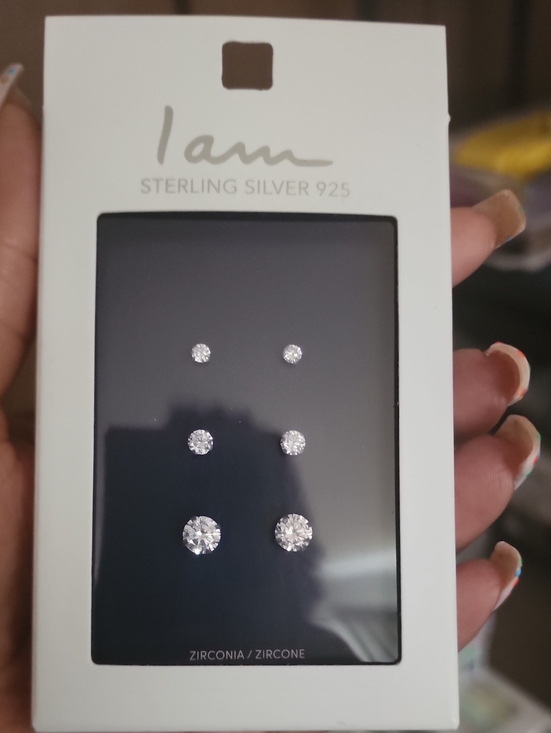 IAM. Other - I AM Sterling Silver Zirconia Stud Earrings (3 Pair)